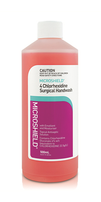 chlorhexidine surgical microshield handwash 500ml wash scrub hand antiseptic solution australia each body washing topical jj chemist warehouse medical nz