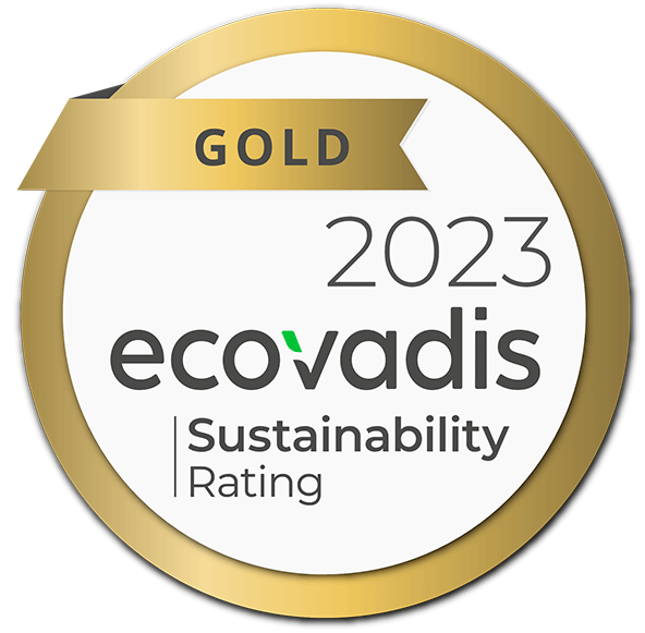 Gold score with Ecovadis in 2023 logo