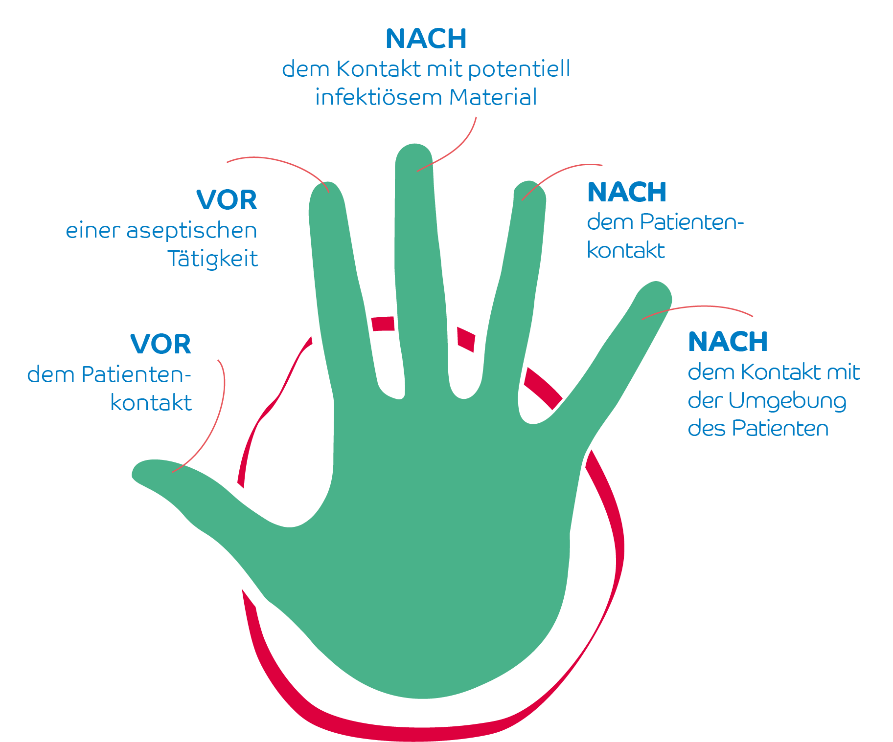 the 5 Moments for Hand Hygiene as recommended by the WHO