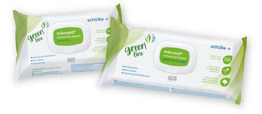 Optimierte Verpackung - mikrozid® universal wipes green line
