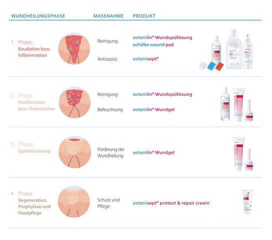 Wundheilungsphasen und passende Produkte