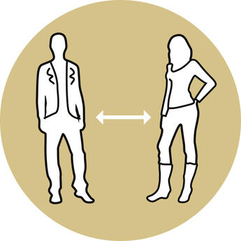 Abstand halten und Menschenmengen meiden