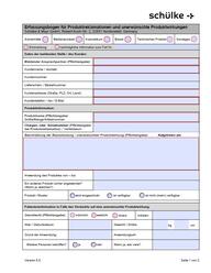 Report form for product complaints and adverse product effects