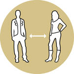 Abstand halten und Menschenmengen meiden